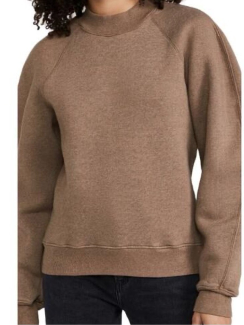 AGOLDE Tarron Mock Neck Sweatshirt Small Taupe Brown Fleece Made USA